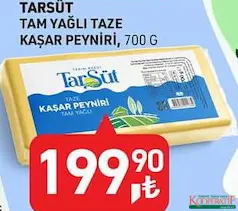 TARSÜT TAM YAĞLI TAZE KAŞAR PEYNİRİ 700 G fiyat ve kampanya bilgisi